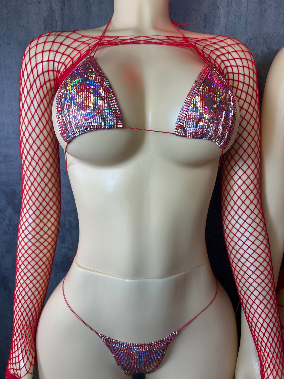 Holographic Fishnet 3-Piece Set