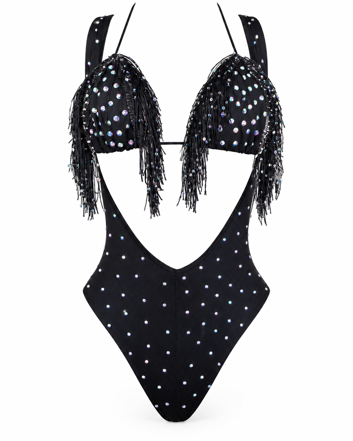 Midnight Fringe Crystal Monokini